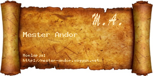 Mester Andor névjegykártya